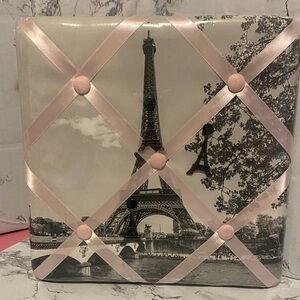 NIP, Claire’s Eiffel Tower Memo Board W/ Pink Ribbon Approximately 9.75”x9.75”